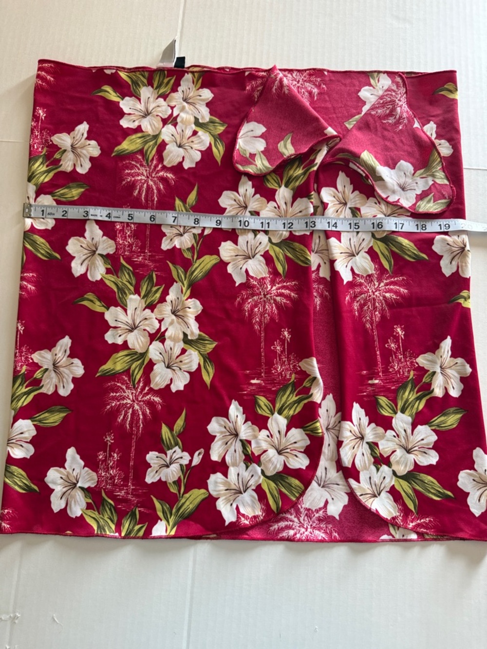 LEILANI Tropical Red Floral Tie-Waist Swim Sarong Cover-Up ONE SIZE - Picture 6 of 7